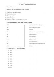 English Worksheet: quiz for the 9th classroom 