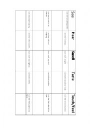 English Worksheet: Senses description grid