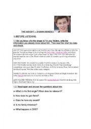 English Worksheet: THE WEIGHT BY SHAWN MENDES