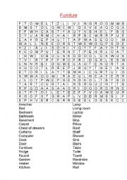 Furniture crossword ESL worksheet by Olga Zhivotova
