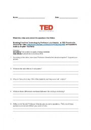 English Worksheet: TED talk - Breaking Free from Technology 