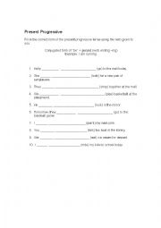 English Worksheet: Practicing the Present Continuous