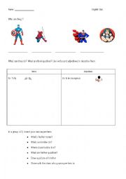 English Worksheet: Super Heroes (adjectives)