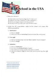 English Worksheet: High School in the USA