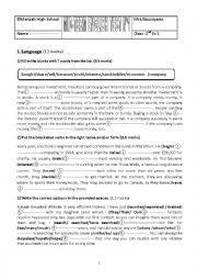English Worksheet: test 2nd form tunisian programme