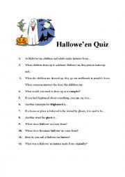Halloween Quiz - ESL worksheet by Rena1970