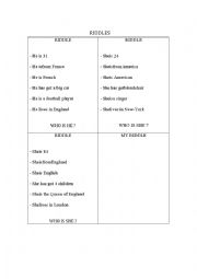 English Worksheet: RIDDLES