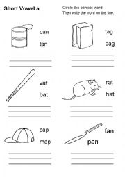 Short vowels worksheets