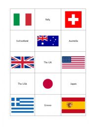 English Worksheet: Memory Countries