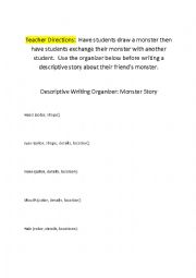 Descriptive Writing Organizer (For monster stories)