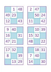 Bingo of Numbers from 1 to 50