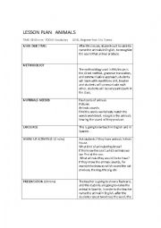 lesson plan animals - ESL worksheet by magaby2412