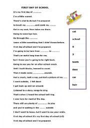 English Worksheet: FIRST DAY OF SCHOOL