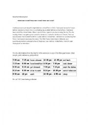 English Worksheet: Past tenses reading