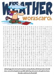 Wordsearch Series 4- Weather Wordsearch and Other Vocabulary Exercises