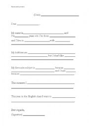 English Worksheet: A letter to the teacher. Presentation.