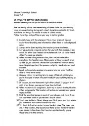 English Worksheet: ways to better your grades