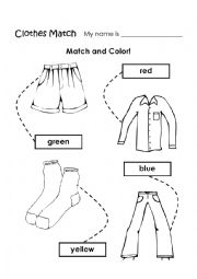 English Worksheet: CLOTHES WITH COLOUR