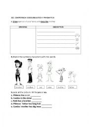English Worksheet: family and descriptions