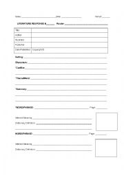 English Worksheet: Literature Response