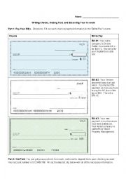 Money Assessment/Quiz: Writing Checks, Getting Paid, Balancing Your Checkbook