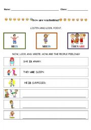 English Worksheet: Emotions + He/She/They