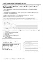 English Worksheet: a sample exam