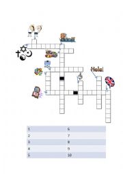 English Worksheet: crossword about school subjects without key