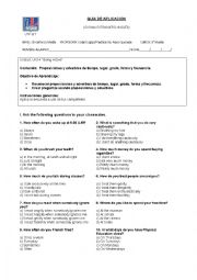 English Worksheet: adverbs and prepositions