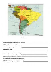 South America worksheets