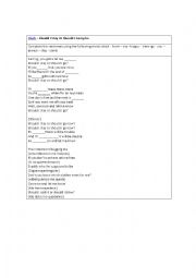 English Worksheet: The clash - should shouldnt and fill in the blanks