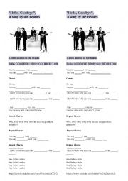 English Worksheet: Oral comprehension, Hello, Goodbye by the Beatles