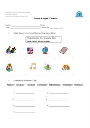 English Worksheet: school subjects test