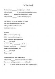 English Worksheet: am is are do does in a song (Im Your Angel)