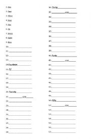 English Worksheet: Numbers