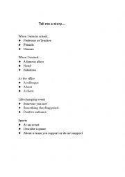 English Worksheet: Tell me a story about