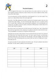 English Worksheet: Bank Robbery (-ed pronunciation for regular verbs - simple past)