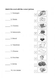 English Worksheet: food match and identify