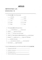 English Worksheet: Articles Revision Activity