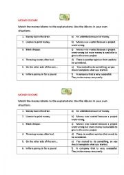 MONEY IDIOMS (a matching exercise) 
