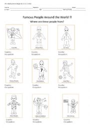 English Worksheet: Famous People to color