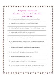 Traditional dishes and Compound sentences worksheet