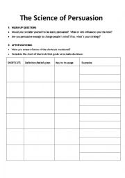 English Worksheet: The Science of Persuasion