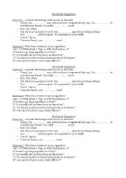 English Worksheet: Sould and suggestion exercises