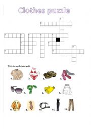 English Worksheet: Clothes puzzle