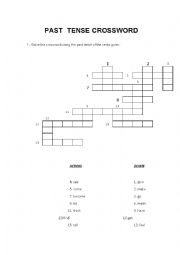 English Worksheet: PAST TENSE CROSSWORD