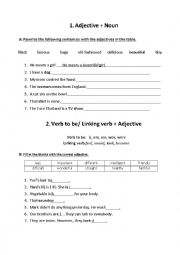 English Worksheet: position of adjective