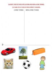 English Worksheet: Clasify the pictures into living and non living things.