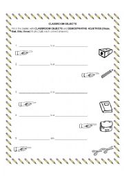 English Worksheet: CLASSROOM OBJECTS AND DEMOSTRATIVE ADJETIVES