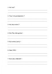 English Worksheet: Sentences exercises